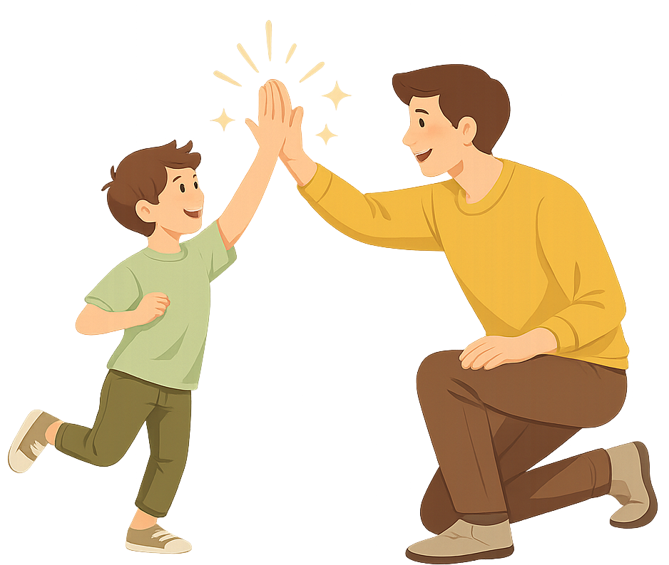 Parent and child high-fiving